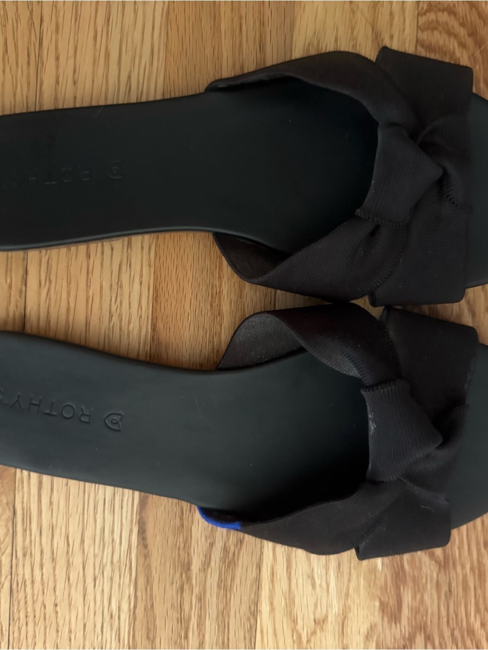 Rothy's Black Knotted Fabric Slide Sandals
